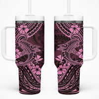 Hawaii Shark Tumbler With Handle Polynesian Pattern Pink Version