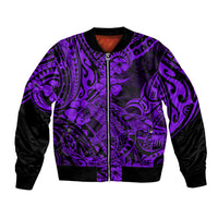 Hawaii Shark Bomber Jacket Polynesian Pattern Purple Version LT01 Unisex Purple - Polynesian Pride