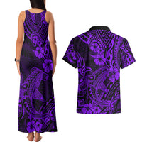 Hawaii Shark Couples Matching Tank Maxi Dress and Hawaiian Shirt Polynesian Pattern Purple Version LT01 - Polynesian Pride