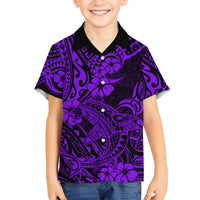 Hawaii Shark Family Matching Summer Maxi Dress and Hawaiian Shirt Polynesian Pattern Purple Version LT01 Son's Shirt Purple - Polynesian Pride