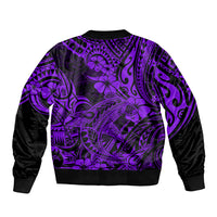Hawaii Shark Sleeve Zip Bomber Jacket Polynesian Pattern Purple Version LT01 - Polynesian Pride