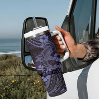 Hawaii Shark Tumbler With Handle Polynesian Pattern Purple Version