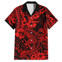 Hawaii Shark Family Matching Long Sleeve Bodycon Dress and Hawaiian Shirt Polynesian Pattern Red Version LT01 Dad's Shirt - Short Sleeve Red - Polynesian Pride