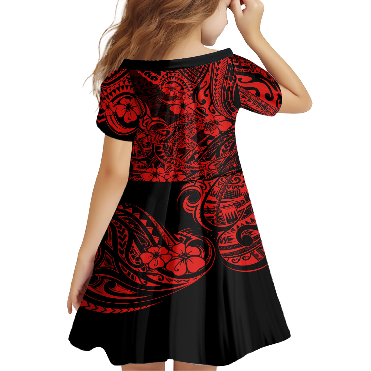 Hawaii Shark Family Matching Off Shoulder Maxi Dress and Hawaiian Shirt Polynesian Pattern Red Version LT01 - Polynesian Pride