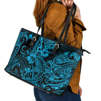 Hawaii Shark Leather Tote Bag Polynesian Pattern Sky Blue Version LT01 - Polynesian Pride