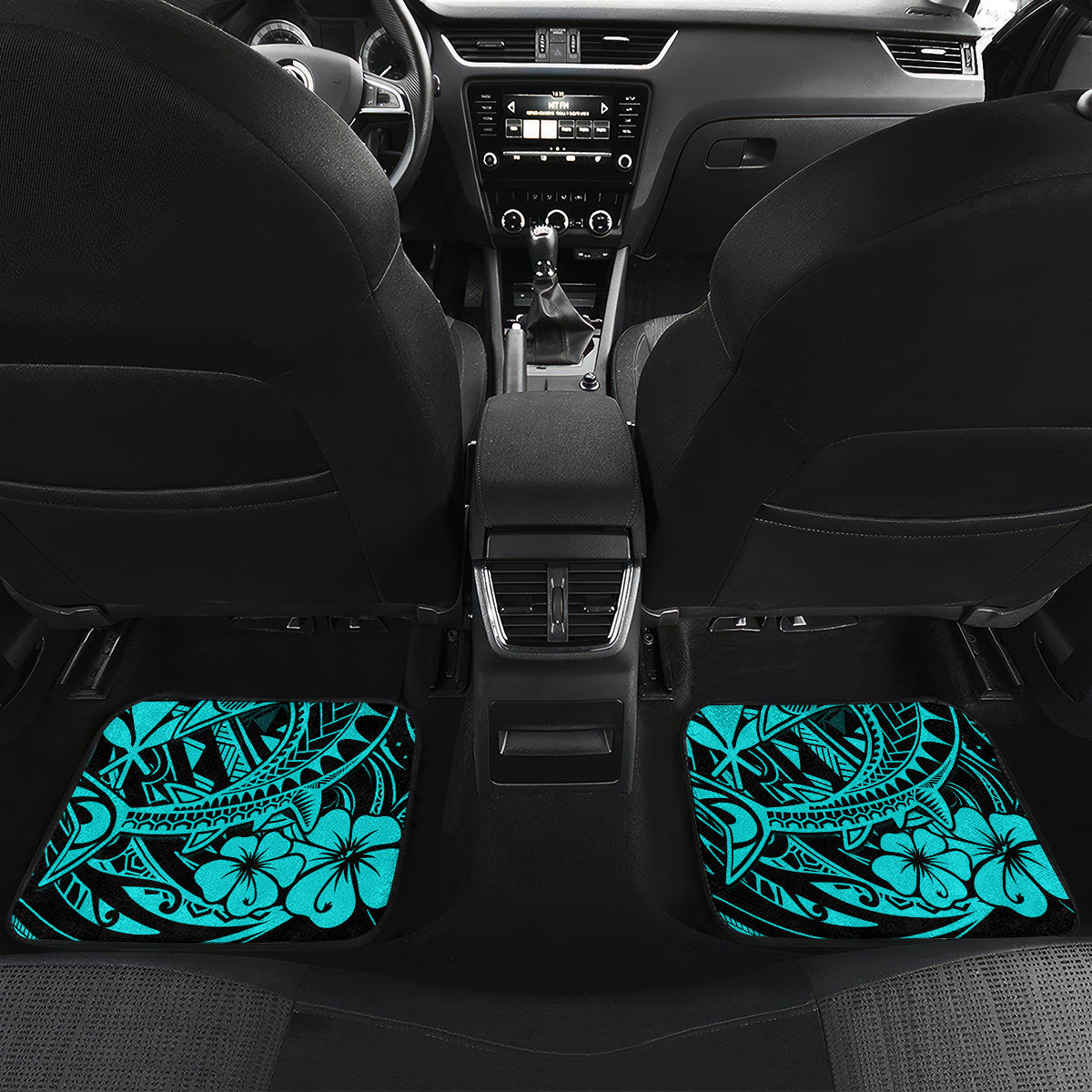 Hawaii Shark Car Mats Polynesian Pattern Turquoise Version LT01 - Polynesian Pride