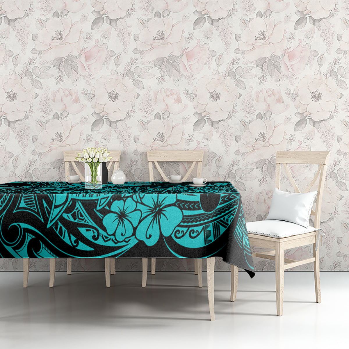 Hawaii Shark Tablecloth Polynesian Pattern Turquoise Version LT01 - Polynesian Pride