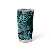 Hawaii Shark Tumbler Cup Polynesian Pattern Turquoise Version