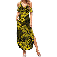 Hawaii Shark Summer Maxi Dress Polynesian Pattern Yellow Version LT01 Women Yellow - Polynesian Pride