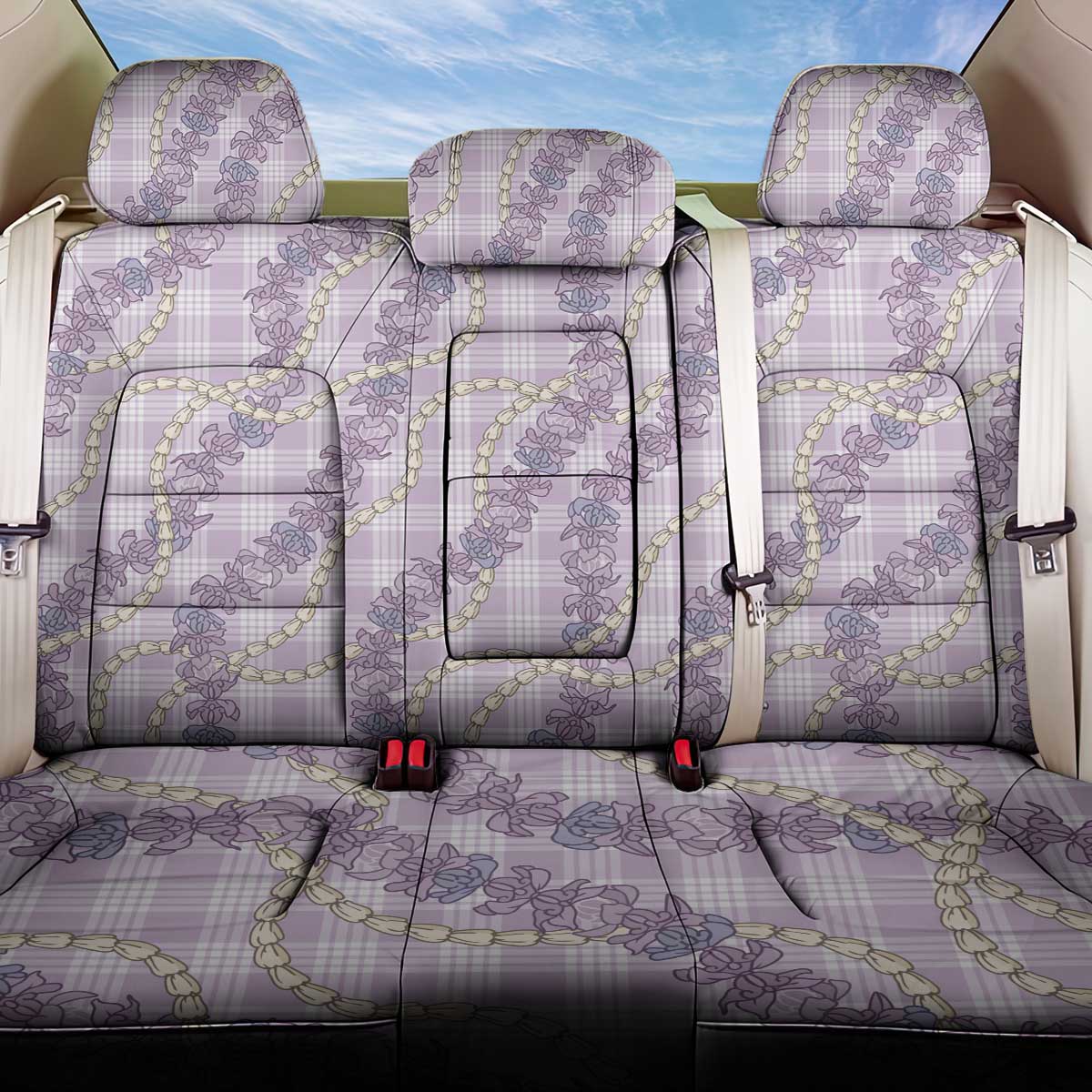 Pua Kalaunu Lei Back Car Seat Cover Palaka Pattern