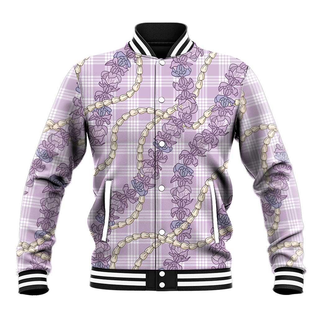 Pua Kalaunu Lei Baseball Jacket Palaka Pattern LT01 Unisex Purple - Polynesian Pride