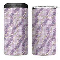 Pua Kalaunu Lei 4 in 1 Can Cooler Tumbler Palaka Pattern LT01 One Size: 16 oz Purple - Polynesian Pride