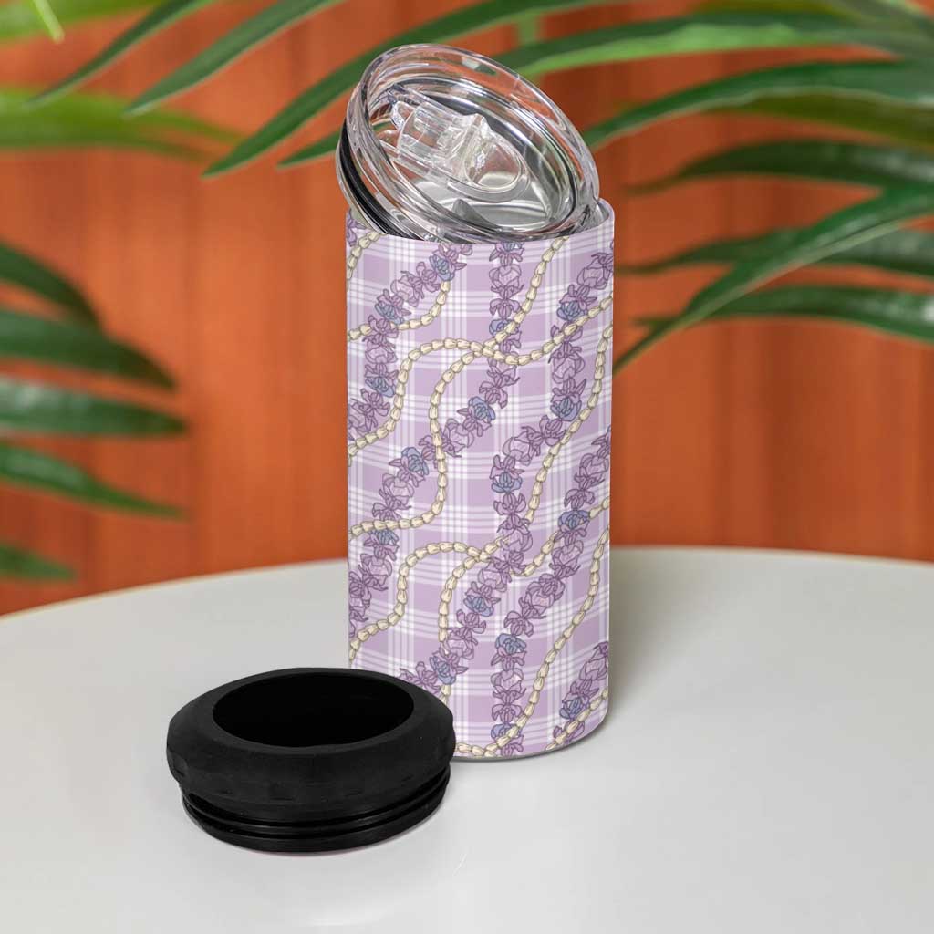 Pua Kalaunu Lei 4 in 1 Can Cooler Tumbler Palaka Pattern LT01 - Polynesian Pride