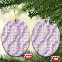 Pua Kalaunu Lei Ceramic Ornament Palaka Pattern LT01 Oval Purple - Polynesian Pride