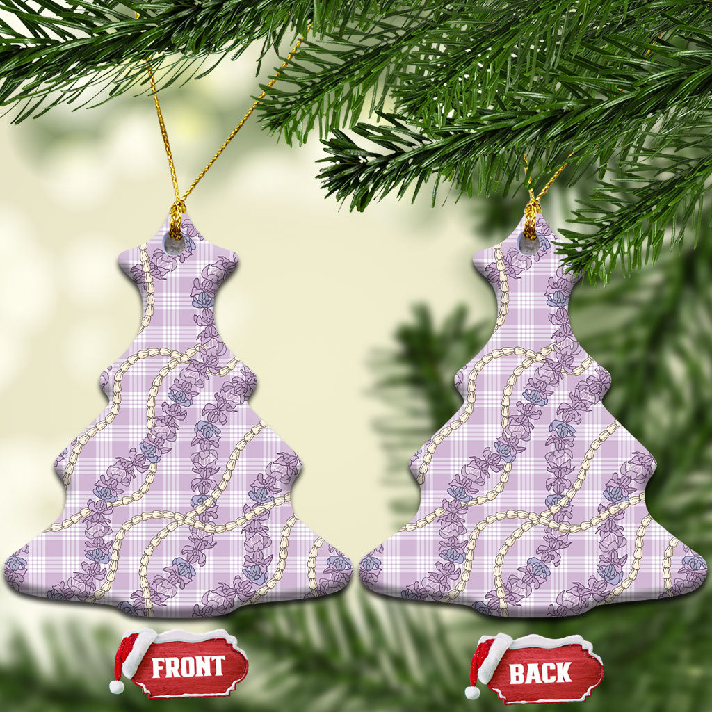 Pua Kalaunu Lei Ceramic Ornament Palaka Pattern LT01 Christmas Tree Purple - Polynesian Pride