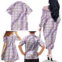 Pua Kalaunu Lei Family Matching Off The Shoulder Long Sleeve Dress and Hawaiian Shirt Palaka Pattern LT01 - Polynesian Pride
