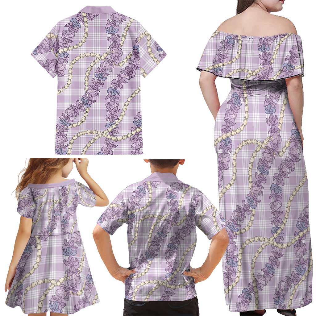 Pua Kalaunu Lei Family Matching Off Shoulder Maxi Dress and Hawaiian Shirt Palaka Pattern LT01 - Polynesian Pride
