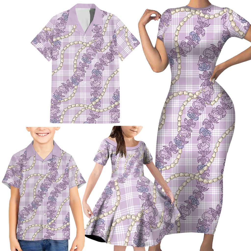 Pua Kalaunu Lei Family Matching Short Sleeve Bodycon Dress and Hawaiian Shirt Palaka Pattern LT01 - Polynesian Pride