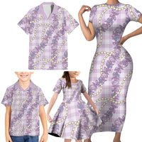 Pua Kalaunu Lei Family Matching Short Sleeve Bodycon Dress and Hawaiian Shirt Palaka Pattern LT01 - Polynesian Pride