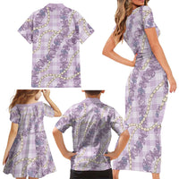 Pua Kalaunu Lei Family Matching Short Sleeve Bodycon Dress and Hawaiian Shirt Palaka Pattern LT01 - Polynesian Pride