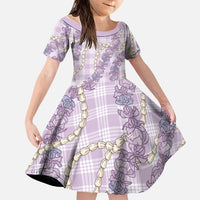 Pua Kalaunu Lei Family Matching Summer Maxi Dress and Hawaiian Shirt Palaka Pattern LT01 Daughter's Dress Purple - Polynesian Pride