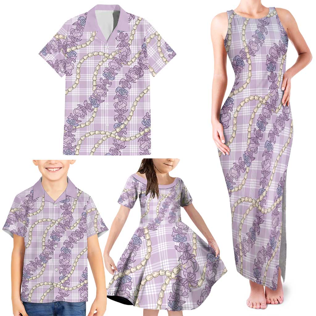 Pua Kalaunu Lei Family Matching Tank Maxi Dress and Hawaiian Shirt Palaka Pattern LT01 - Polynesian Pride