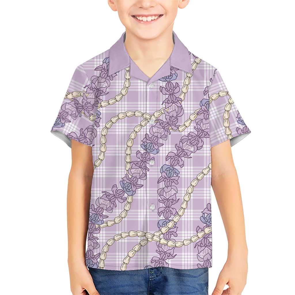 Pua Kalaunu Lei Kid Hawaiian Shirt Palaka Pattern LT01 Kid Purple - Polynesian Pride