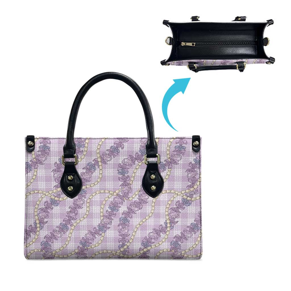 Pua Kalaunu Lei Leather Bag Palaka Pattern