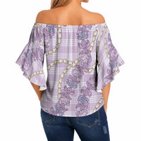 Pua Kalaunu Lei Off Shoulder Wrap Waist Top Palaka Pattern LT01 - Polynesian Pride