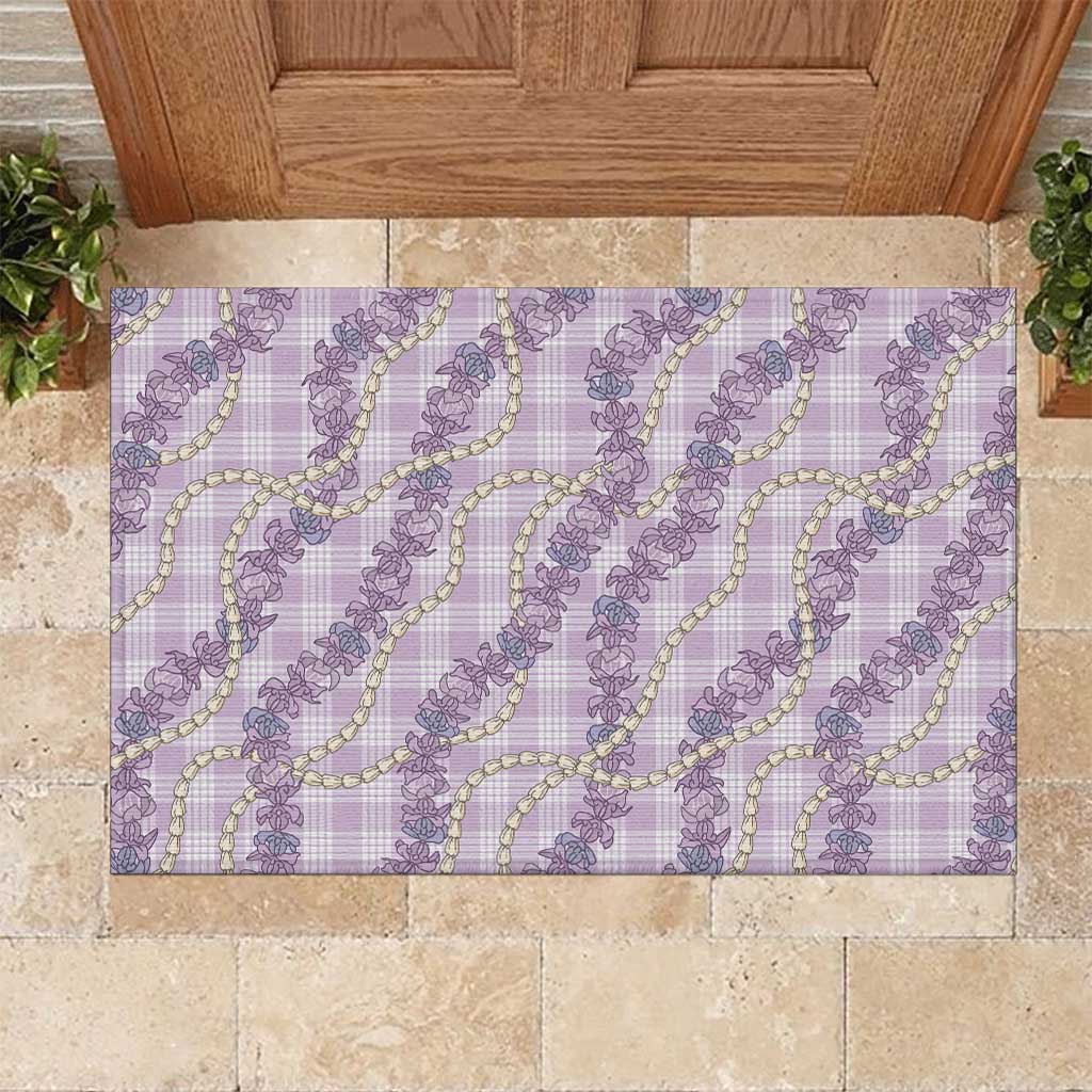 Pua Kalaunu Lei Rubber Doormat Palaka Pattern LT01 Purple - Polynesian Pride