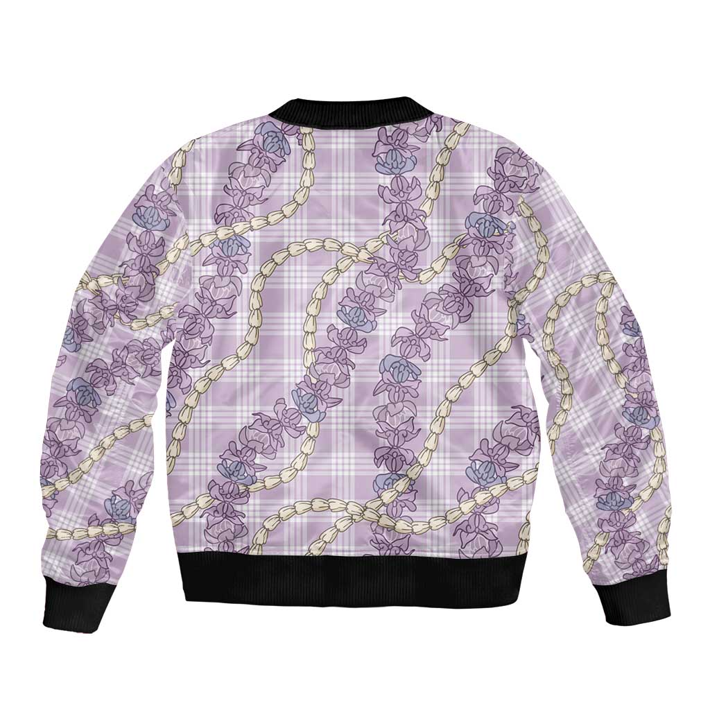 Pua Kalaunu Lei Sleeve Zip Bomber Jacket Palaka Pattern