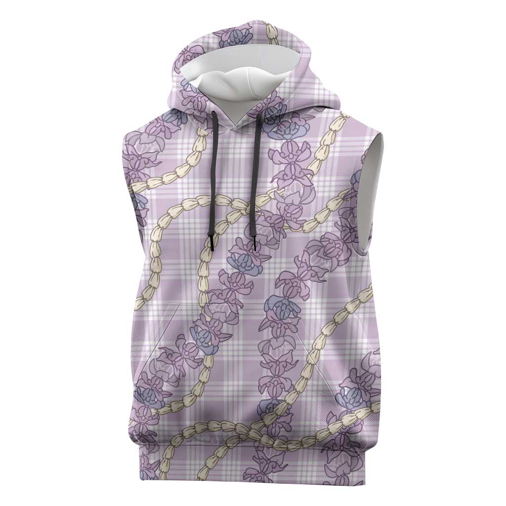 Pua Kalaunu Lei Sleeveless Hoodie Palaka Pattern LT01 Purple - Polynesian Pride