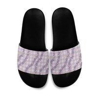 Pua Kalaunu Lei Slide Sandals Palaka Pattern