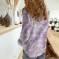 Pua Kalaunu Lei Women Casual Shirt Palaka Pattern LT01 - Polynesian Pride