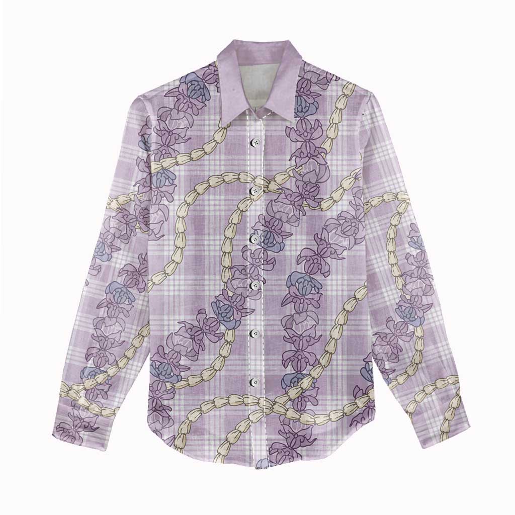 Pua Kalaunu Lei Women Casual Shirt Palaka Pattern LT01 - Polynesian Pride