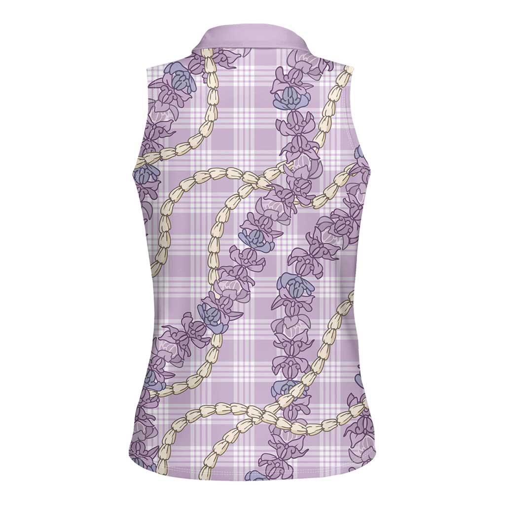 Pua Kalaunu Lei Women Sleeveless Polo Shirt Palaka Pattern