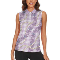 Pua Kalaunu Lei Women Sleeveless Polo Shirt Palaka Pattern