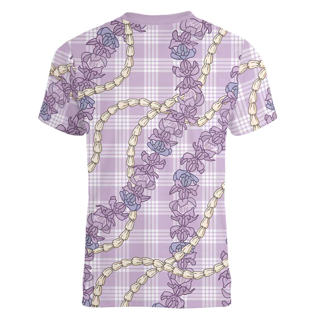 Pua Kalaunu Lei Women V-Neck T-Shirt Palaka Pattern