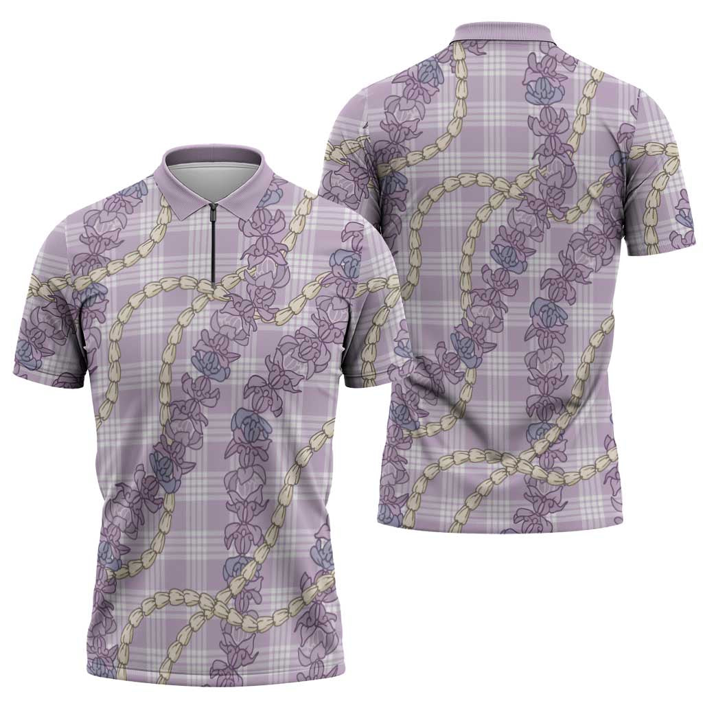 Pua Kalaunu Lei Zipper Polo Shirt Palaka Pattern
