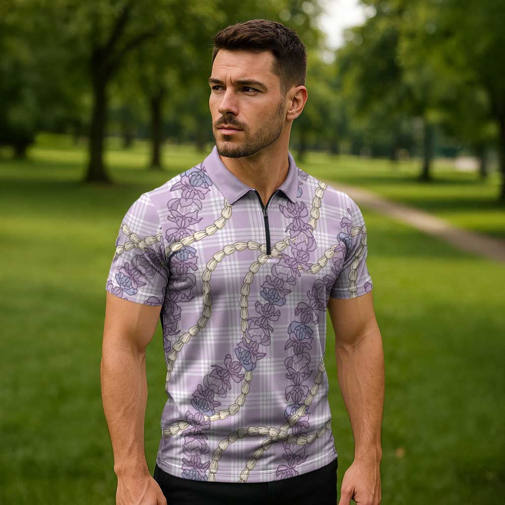 Pua Kalaunu Lei Zipper Polo Shirt Palaka Pattern