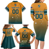 Custom Rugby Australia Family Matching Long Sleeve Bodycon Dress and Hawaiian Shirt Junior Wallabies Go Champions