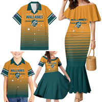 Custom Rugby Australia Family Matching Mermaid Dress and Hawaiian Shirt Junior Wallabies Go Champions LT01 - Polynesian Pride