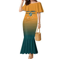 Custom Rugby Australia Family Matching Mermaid Dress and Hawaiian Shirt Junior Wallabies Go Champions LT01 Mom's Dress Yellow - Polynesian Pride