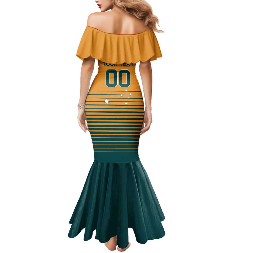 Custom Rugby Australia Family Matching Mermaid Dress and Hawaiian Shirt Junior Wallabies Go Champions LT01 - Polynesian Pride