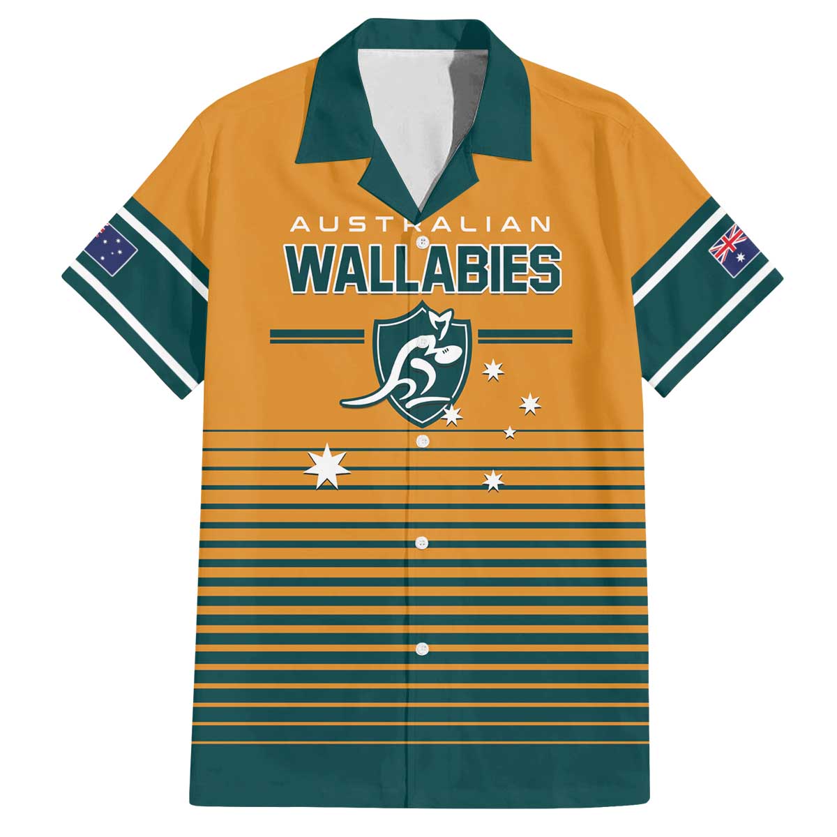 Custom Rugby Australia Family Matching Off The Shoulder Long Sleeve Dress and Hawaiian Shirt Junior Wallabies Go Champions