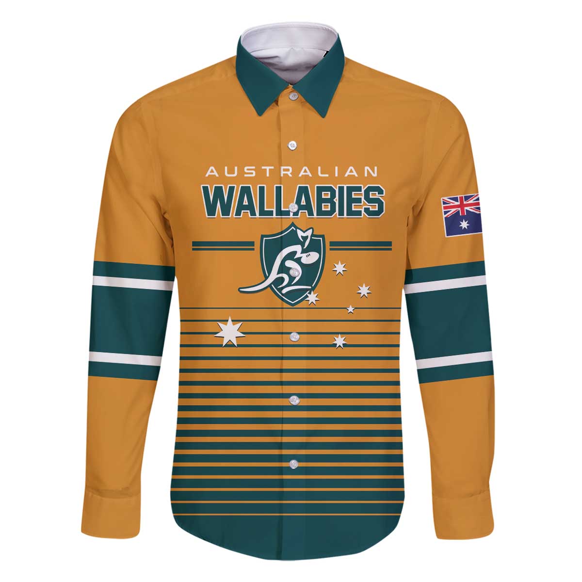Custom Rugby Australia Family Matching Off The Shoulder Long Sleeve Dress and Hawaiian Shirt Junior Wallabies Go Champions