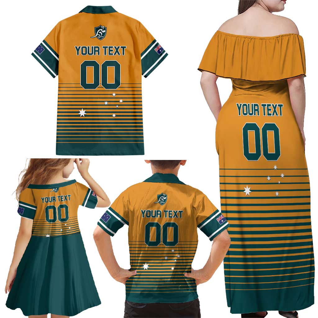 Custom Rugby Australia Family Matching Off Shoulder Maxi Dress and Hawaiian Shirt Junior Wallabies Go Champions LT01 - Polynesian Pride