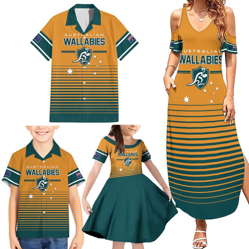 Custom Rugby Australia Family Matching Summer Maxi Dress and Hawaiian Shirt Junior Wallabies Go Champions LT01 - Polynesian Pride