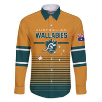 Custom Rugby Australia Family Matching Summer Maxi Dress and Hawaiian Shirt Junior Wallabies Go Champions LT01 Dad's Shirt - Long Sleeve Yellow - Polynesian Pride