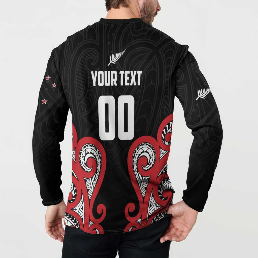 Custom Rugby New Zealand Button Sweatshirt Baby Black Go Champions